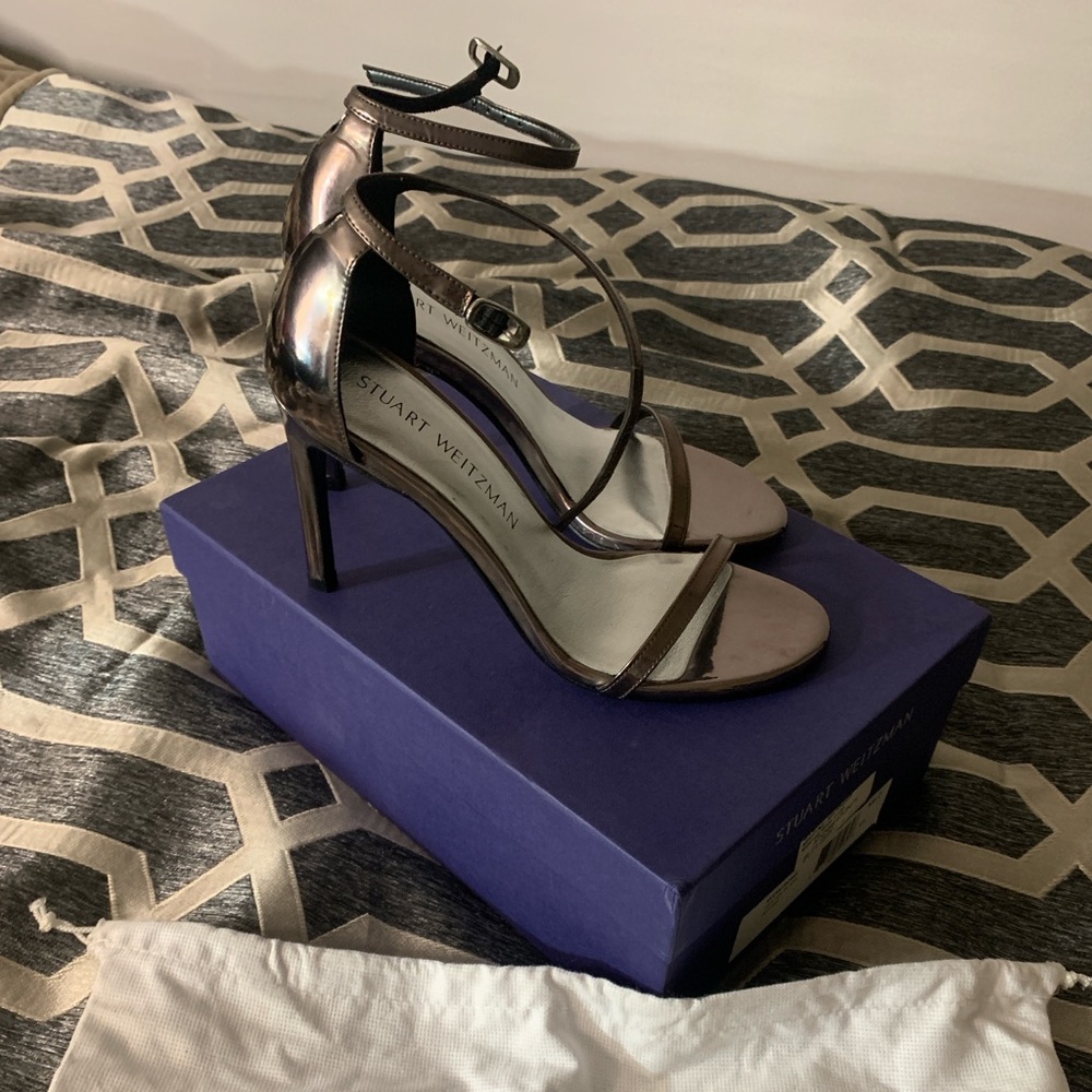Stuart Weitzman Nudistsong Sandals 100mm Pewter Glass